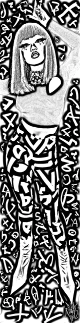 Free colorable bookmarks of a funky woman illustration